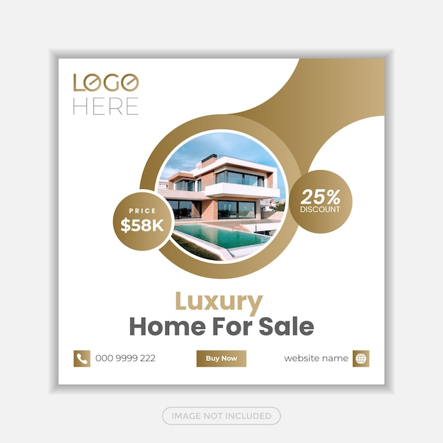 Real estate business social media post and square web banner and flyer template