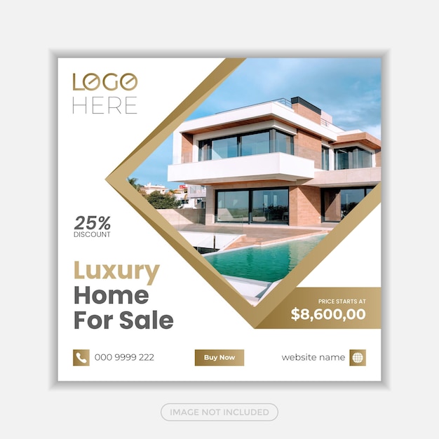 Real estate business social media post and square web banner and flyer template