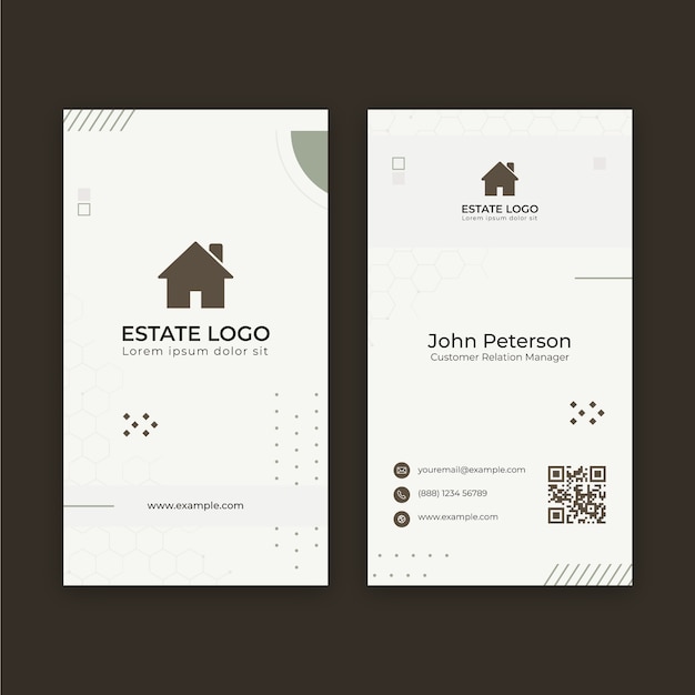 Real estate business vertical business card template