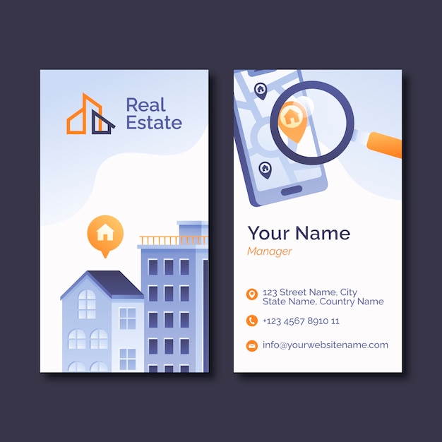 Real estate business  vertical business card