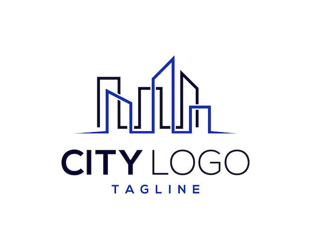 Real estate city building logo design line symbol modern vector illustration