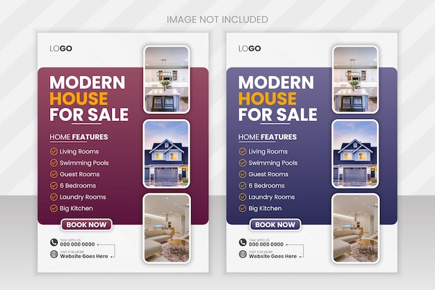 Vector real estate company flyer template design modern home sale banner design