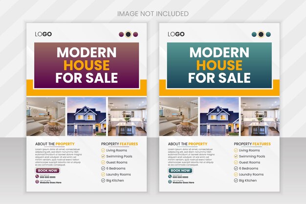 Vector real estate company flyer template design modern home sale banner design