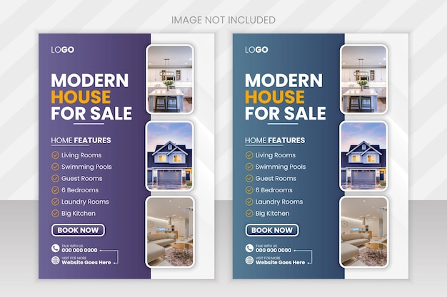 Vector real estate company flyer template design modern home sale banner design