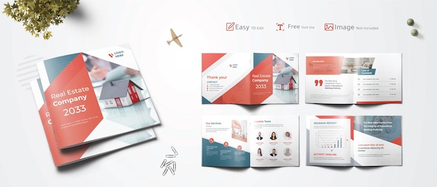 Real estate company profile brochure, corporate business template, booklet catalog or modern report