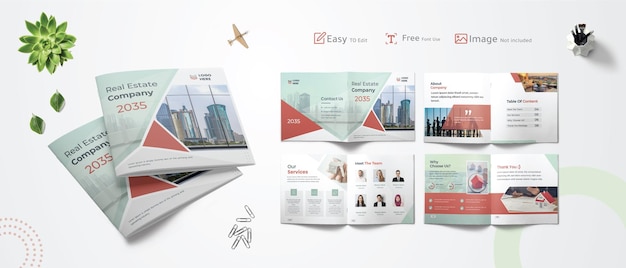 Real estate company profile brochure, corporate business template, booklet catalog or modern report