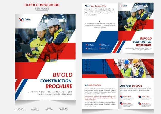 Real estate construction bifold brochure design multiple color layout and construction company