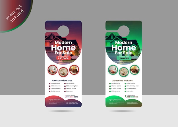 Real estate door hanger design or home sale door  hanger template