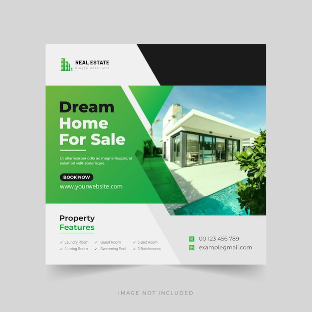 Real estate Dream home sale social media post or web template Premium Vector