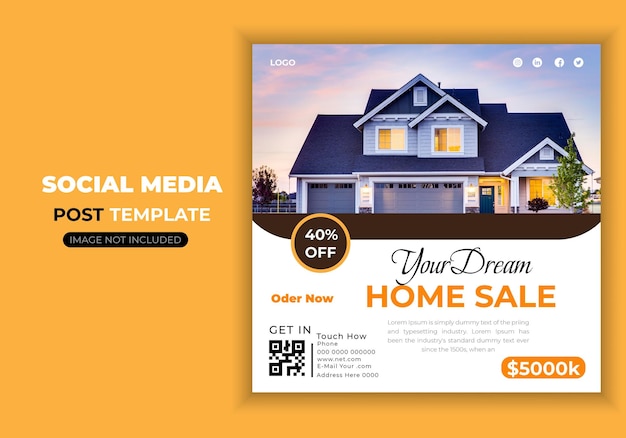 Real estate dream house social media banner design template