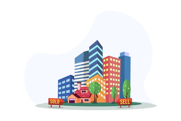 Real Estate Flat Illustration Design