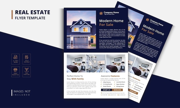 Real Estate Flyer Design. Corporate real estate Flyer template Design, Modern and Elegant Leaflet