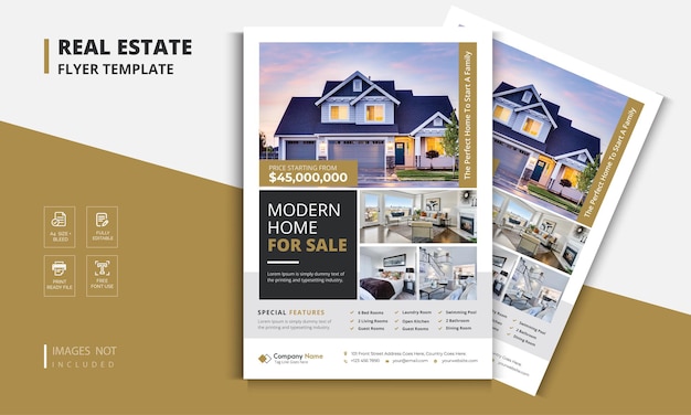 Real Estate Flyer Design. Corporate real estate Flyer template Design, Modern and Elegant Leaflet