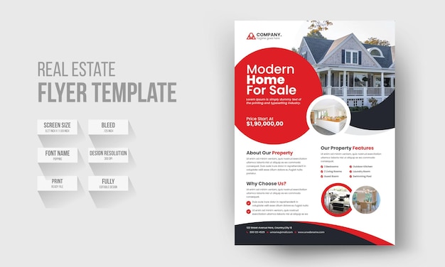 Real estate flyer design template. creative and clean real estate flyer