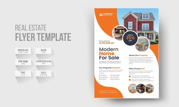 Real estate flyer design template. creative and clean real estate flyer