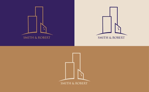 Real estate geometric Logos with buildings