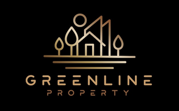 A real estate green line property logo