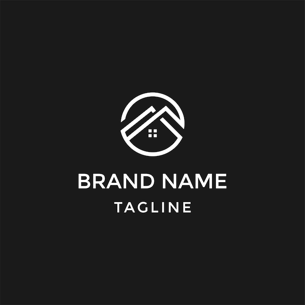 Real estate home logo line icon Modern luxury villa house sign