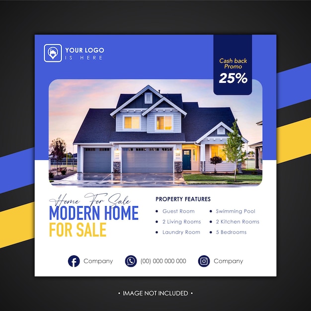 Real estate home property instagram post or square web banner template