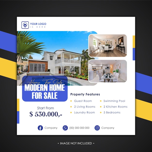 Real estate home property instagram post or square web banner template