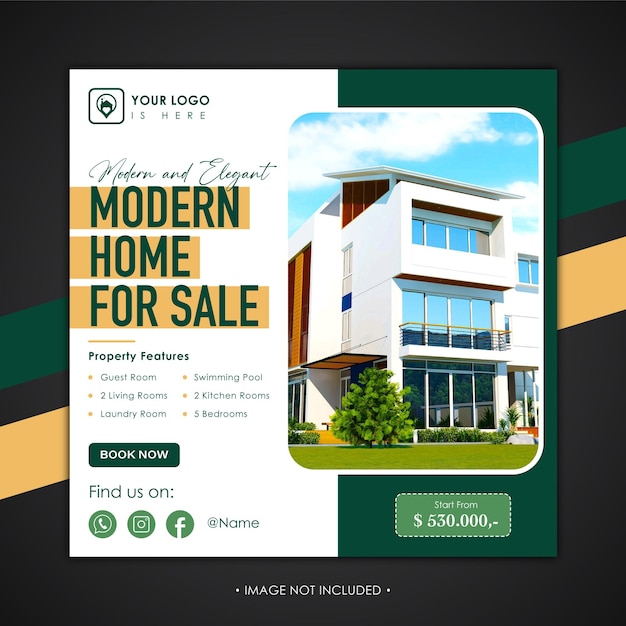 Real estate home property instagram post or square web banner template