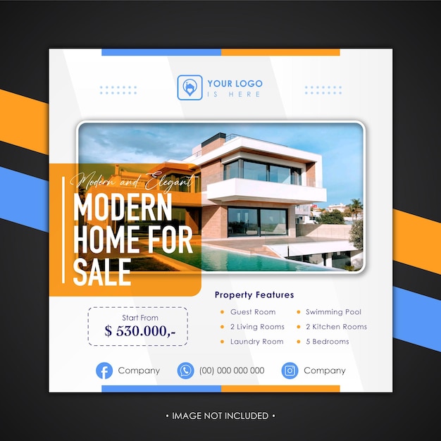 Real estate home property instagram post or square web banner template