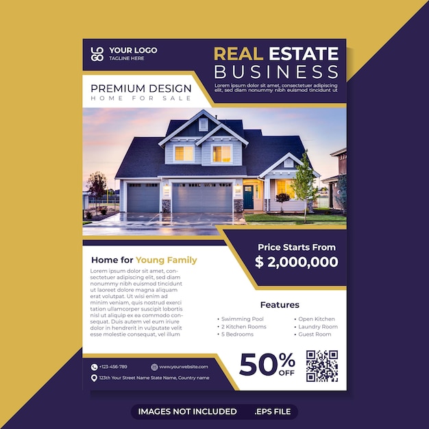 Real estate home property Instagram post template or square web banner promo template