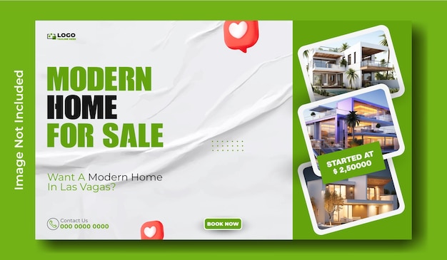 Real estate home sale ads web banner template design