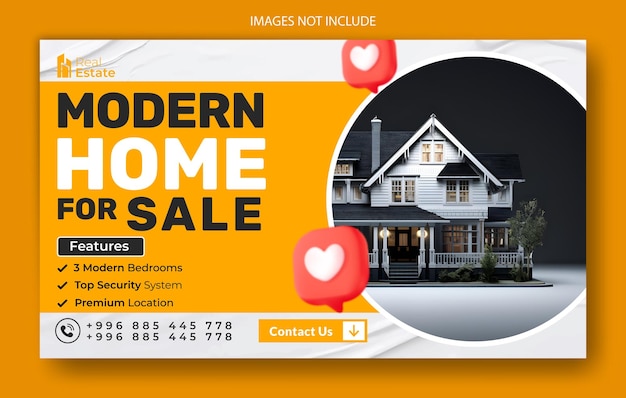 Real estate home sale ads web banner template design