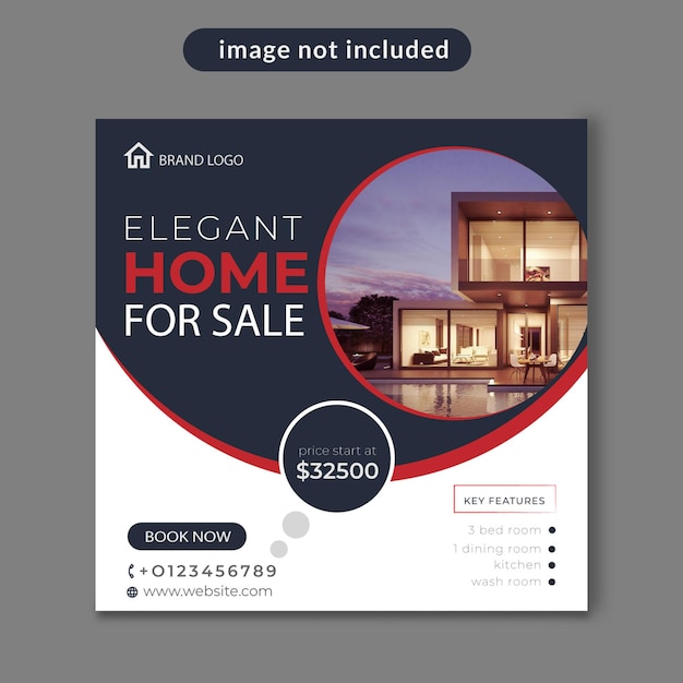 Real estate home sale banner or social media post Premium Vector Template