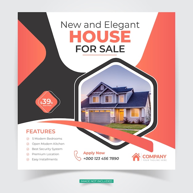 Real estate home sale banner or social media postPremium Instagram post template square Free Vector