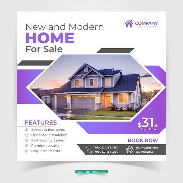 Real estate home sale banner or social media postPremium Instagram post template square Free Vector