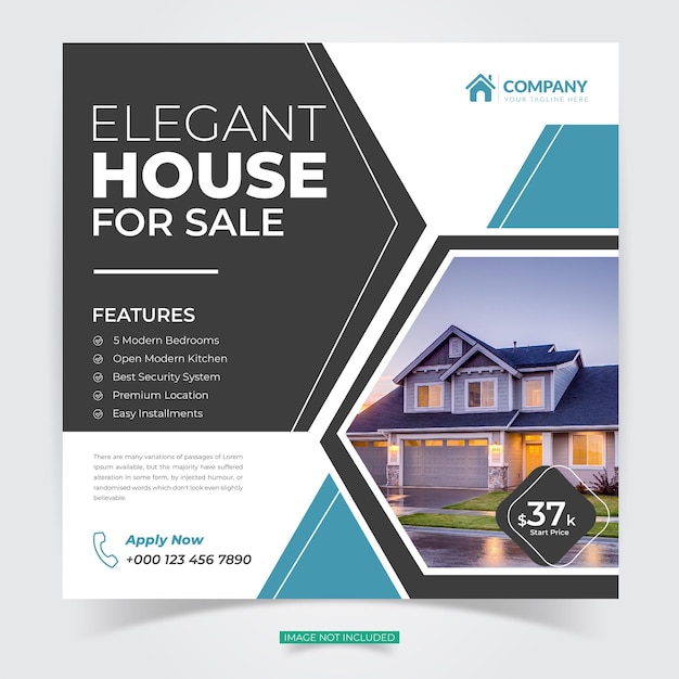 Real estate home sale banner social media square Instagram post or web banner template Free Vector