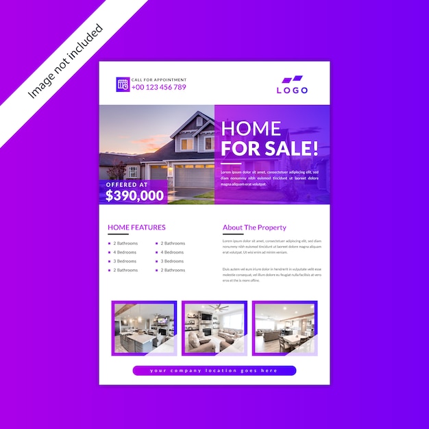 Real estate home for sale flyer design