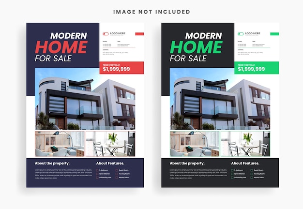 Real estate home for sale flyer poster design template