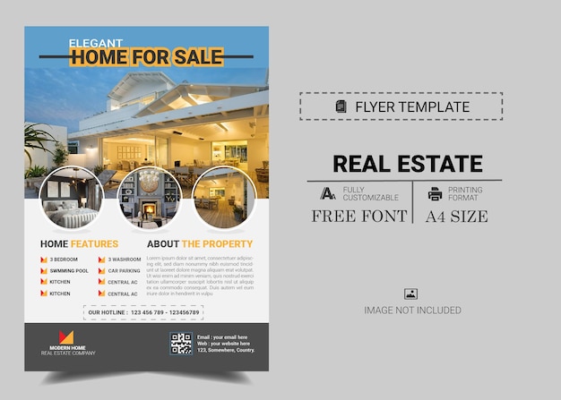 Real Estate Home for sale poster flyer design a4 size