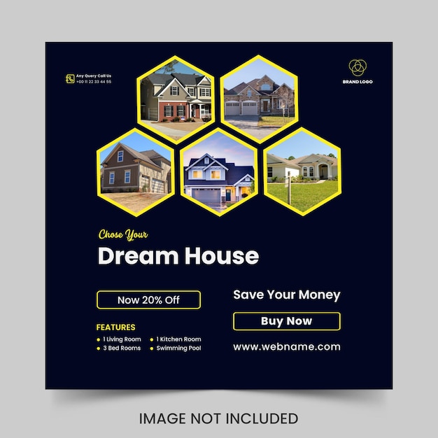 Real estate home sale social media Instagram post banner design premium vector template