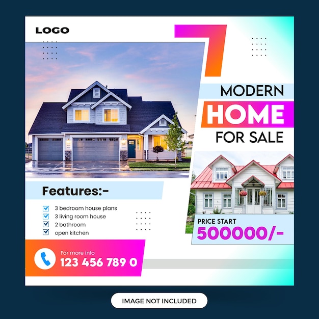 Real estate home sale social media Instagram post template