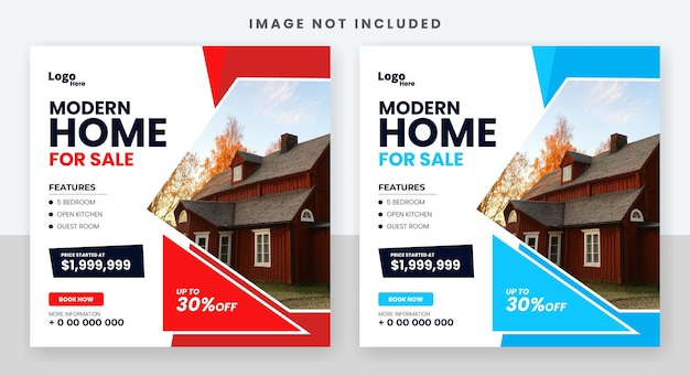 real estate home for sale social media post banner design