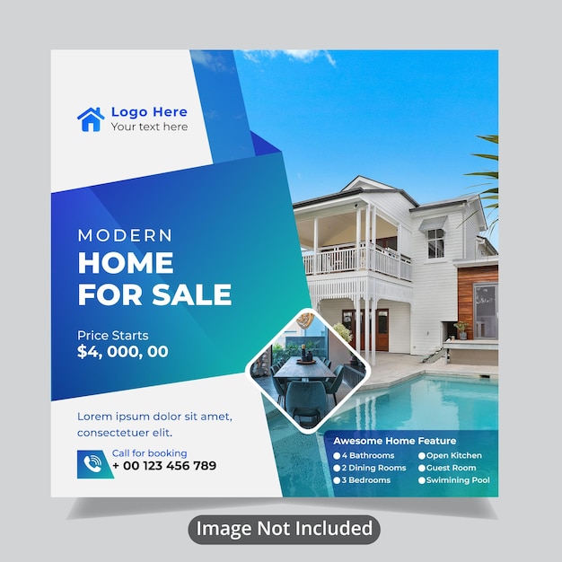 Real estate Home for sale template Premium Vector