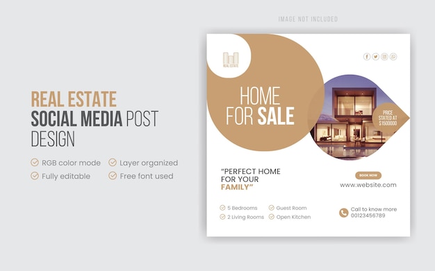 Real estate home social media post or promotional web banner design