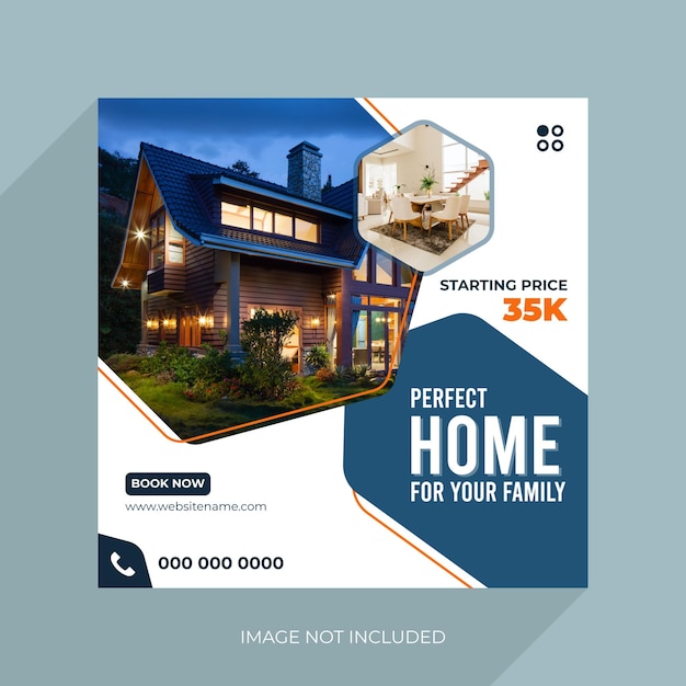 Real estate home social media post template design