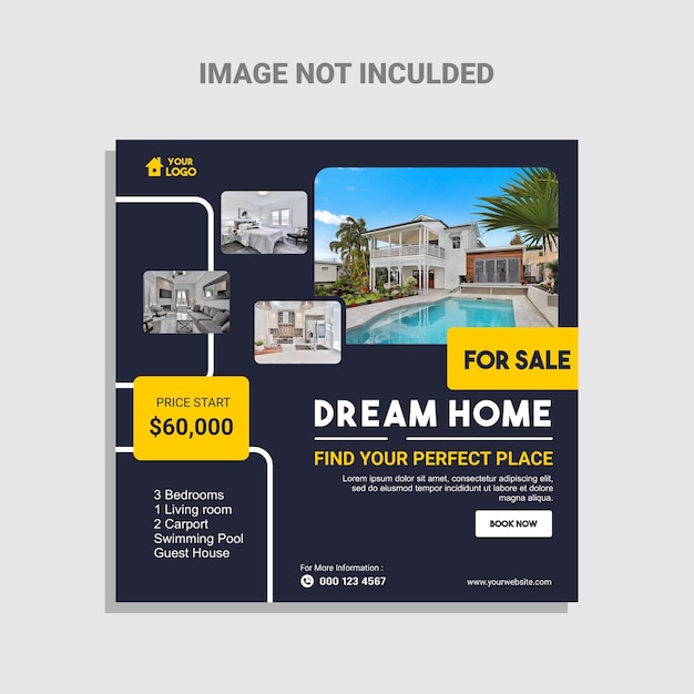 Real estate home social media square banner template