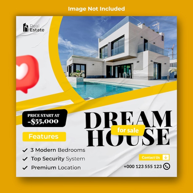 Real estate house ads promotional social media post template design