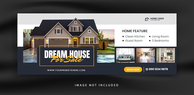 Real estate house agency facebook cover banner promotion template