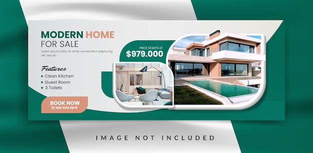 Real estate house agency facebook cover banner promotion template