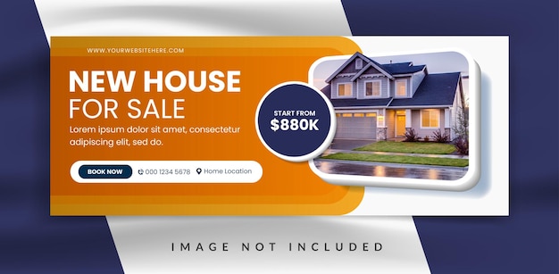 Real estate house agency facebook cover banner promotion template