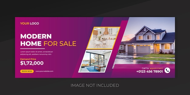 Real estate house Facebook cover banner template premium vector