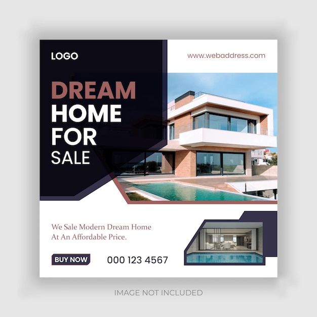 Real estate house Instagram post or social media banner template Premium Premium Vector