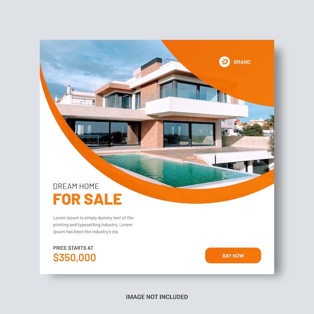 Real estate house Instagram post or social media banner template